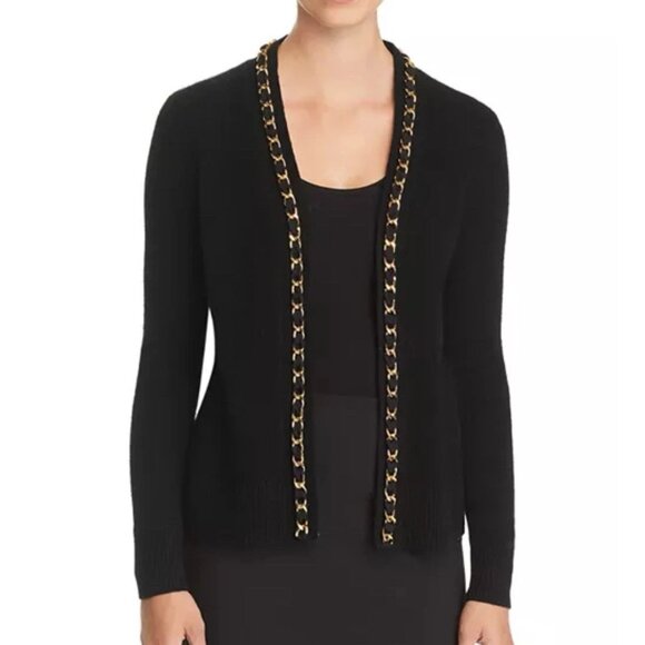 Share C by Bloomingdales Cashmere Cardigan Womens Size Med Black - Picture 1 of 5